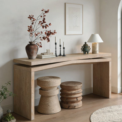 Rustic Solid Wood Console Table, Long Farmhouse Entryway Sofa Table for Living Room, Hallway, and Behind Couch in Apartment