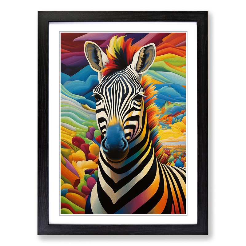 XYZ-FRM-V1223-1738 Zebra Modern 1 Piece Single Picture Frame Wall Art, 46cm H x 34cm W x 2cm D, Black