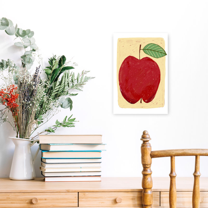 «Vibrant Rustic Apple», art abstrait de paysage de fruits rustiques biologiques, H 18 po x l 12 po