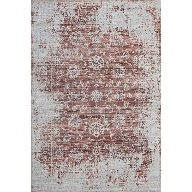 Tapis oriental traditionnel délavé et hydrofuge Leinani, Rectangle 5 pi 3 po x 7 pi 7 po