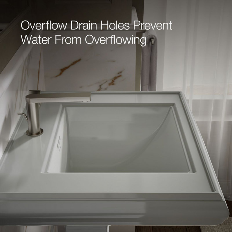 Memoirs Rectangular Pedestal Bathroom Sink with Overflow, Ice Gray, Single Hole Faucet