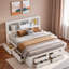 Platform Bed With Storage Headboard And 8 Drawers-785674654-785674652