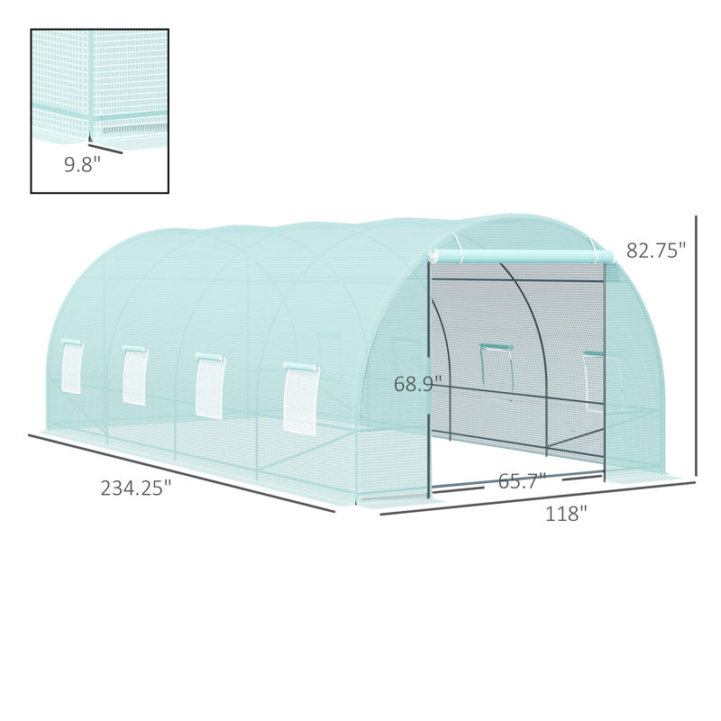 Serre tunnel Outsunny 6 m x 3 m avec fenêtres et porte enroulables, ensemble de serre de jardin à structure en acier robuste