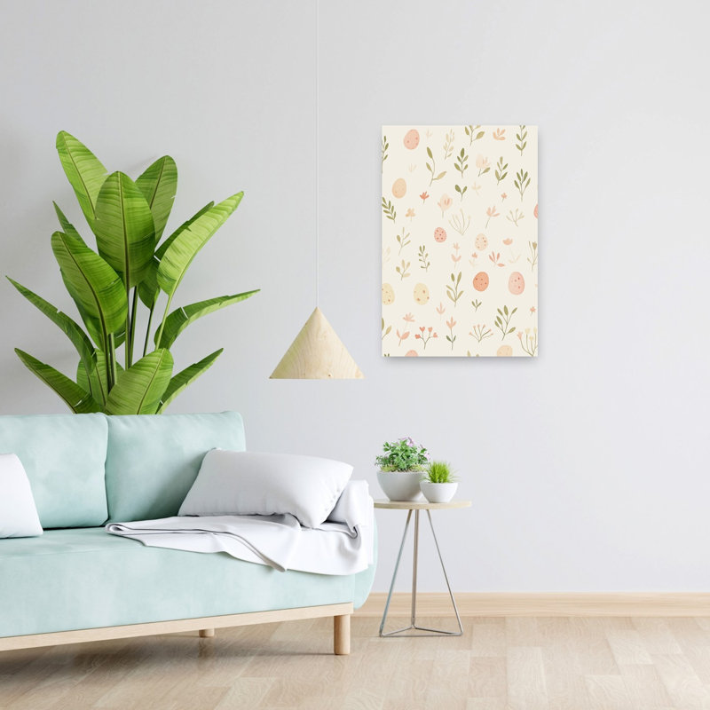 Soft Botanical Easter Eggs Delicate Organic Abstract Nature Spring Wall Art Print 1 Piece Wrapped Canvas Wall Art