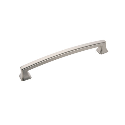 Bridges Collection Handle Pull - 6-5/16" Center to Center Cabinet Pull Satin Nickel - Transitional, Deco Hardware for Drawers & Cabinets
