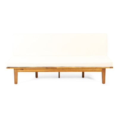 Wood Daybed With Water- Cushions And Stylish Slat Paneling, Convertible, 72.75 X 40.07 12.39, Beige Color Convertible Function Cushions, Panels, 72.75W 40.07D 12.39H,