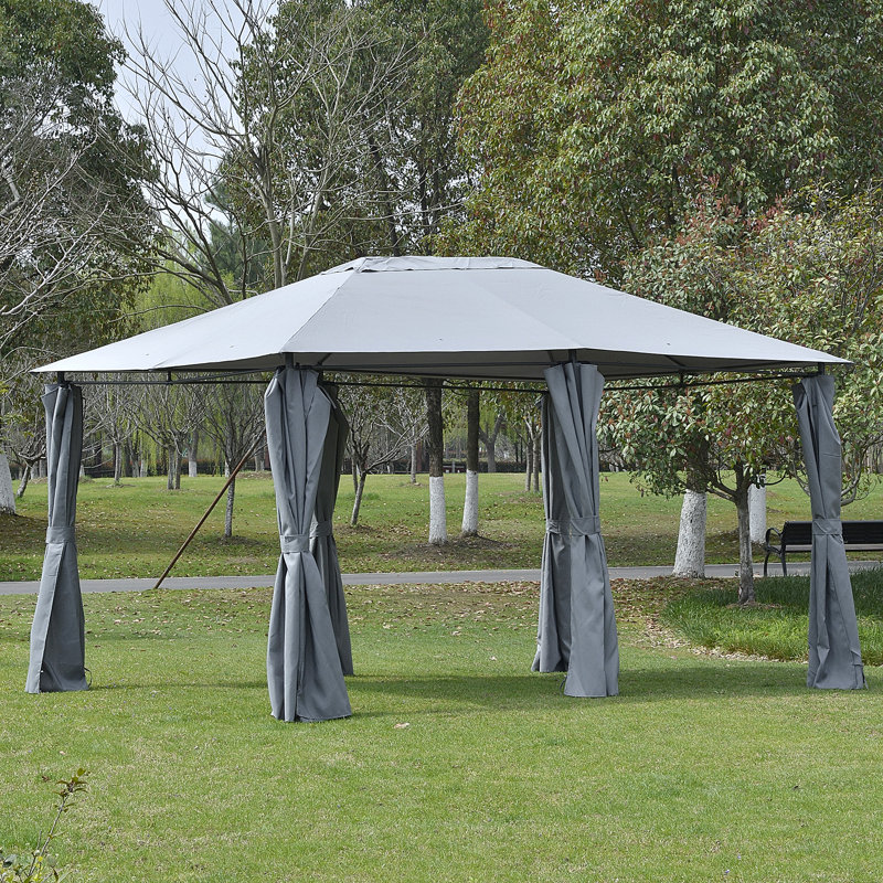 Pavillon de jardin en acier, Gris, H 104,4 po x l 156 po x P 120 po