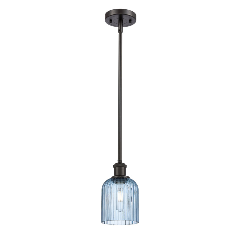 Luminaire suspendu 5 lumières Ballston Addeline, Bronze frotté à l'huile, Bleu princesse