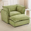 Fauteuil moderne avec repose-pieds mobile, siège large, accoudoirs courbés et coussins moelleux pour le salon, la chambre à coucher, vert
