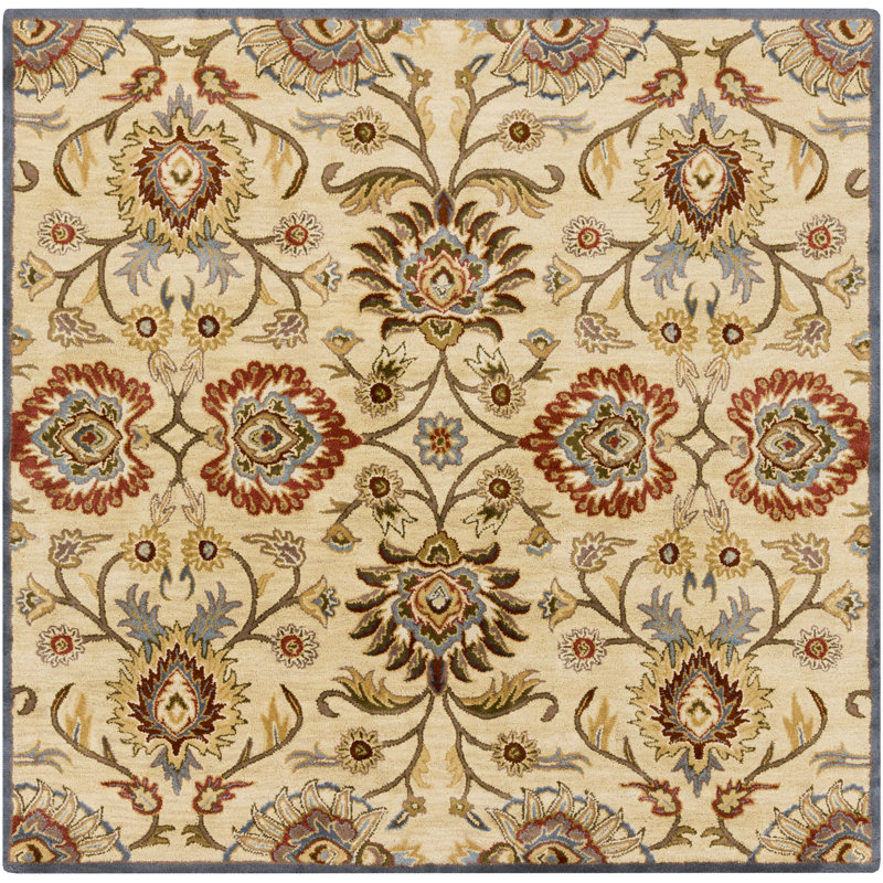 Arden Hand Tufted Wool Floral Indoor Rug, Square 4'