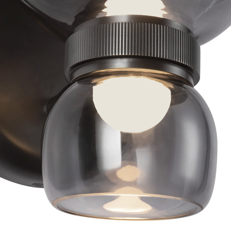 Sutton 8-in Black dimmable LED Bathroom Vanity Light, Oil Rubbed Bronze, Smoked Glass