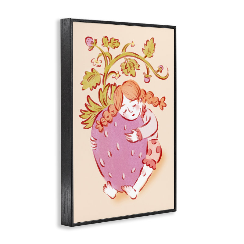 Giclée encadrée de fraises, fille par Hannah Moren, H 18 po x l 12 po, Giclée encadrée noir minuit