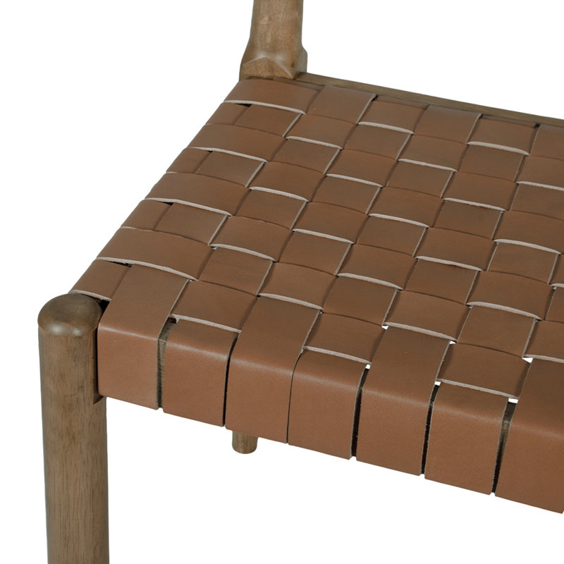 Wogina Solid Back Side Woven Genuine Leather Chair, Tan