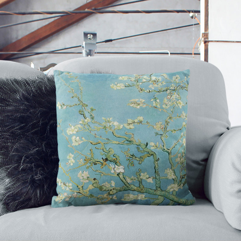 Almond Blossom Branches Vol.1 Scatter Cushion, 55cm H x 55cm W x 20cm D, Black