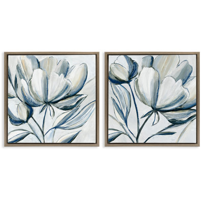 Brushed Grey Tulips 2pc Floating Frame Set, design by Hannah Dawson