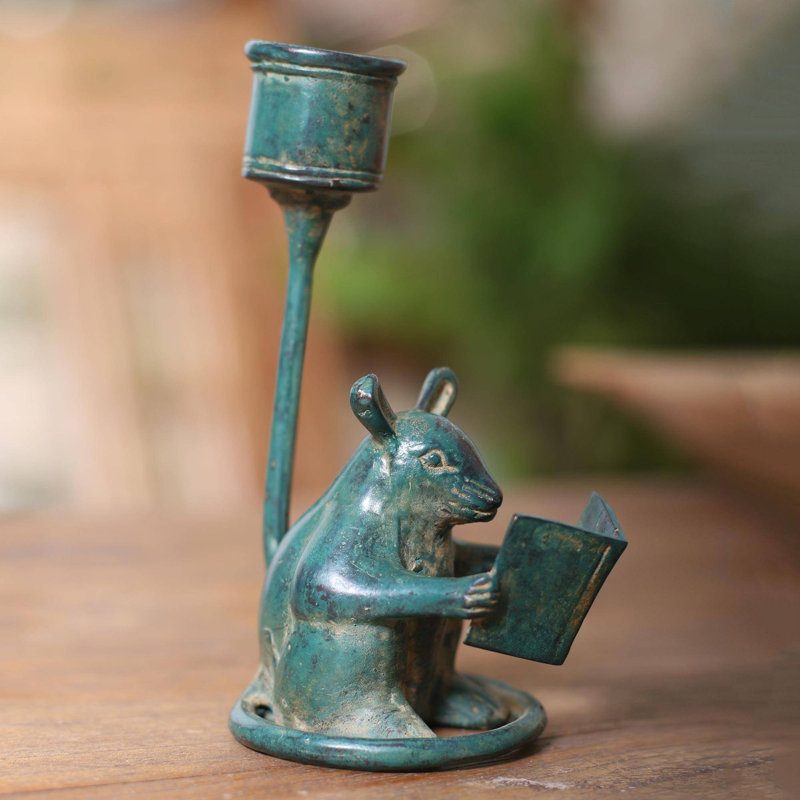 Figurine bronze studious mouse Timms