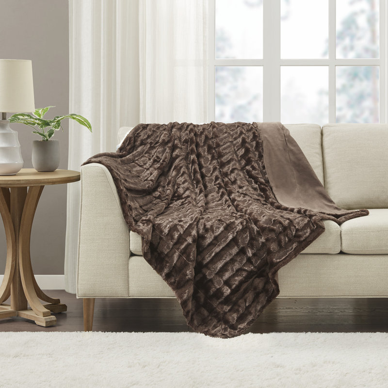 Duke Brown Long Fur Dual-Sided All Season 50x60" Throw, Brown
