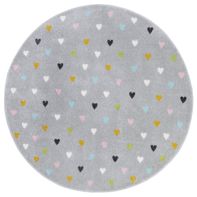 Adventures Children Grey Indoor/Outdoor Rug, Round 100cm