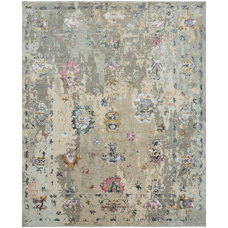 Illusion Weave Hand Knotted Abstract Area Rug, Rectangle 10' x 14'