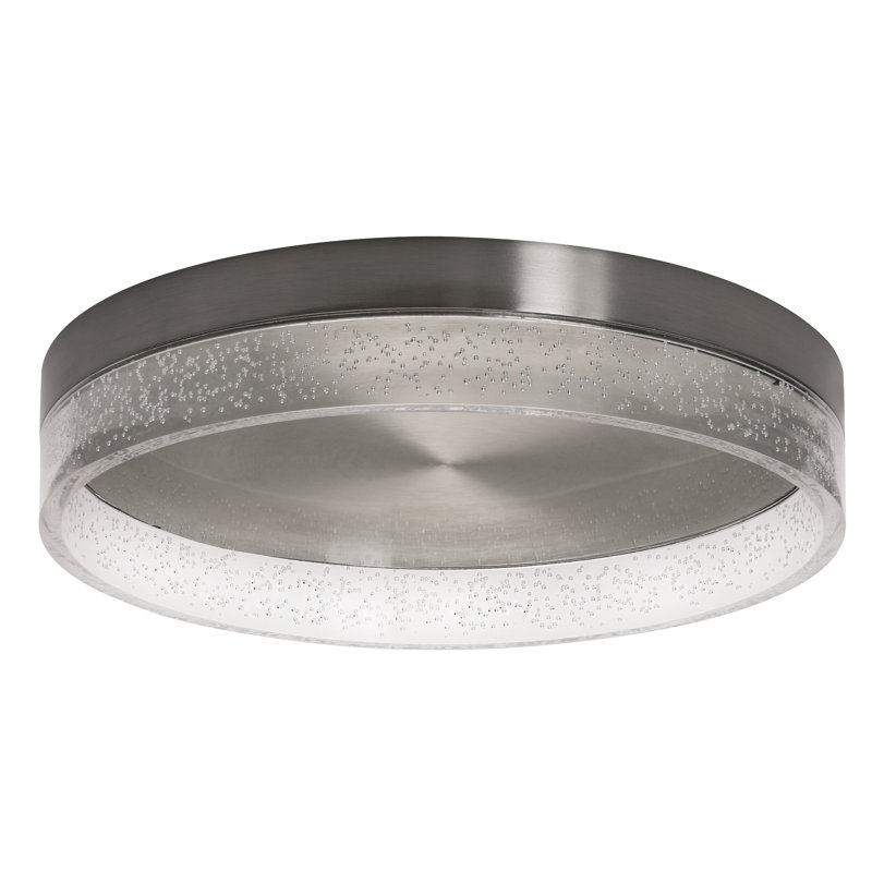 Riendeau Acrylic Flush Mount, Satin Nickel, 3.13" H x 15.75" W x 15.75" D