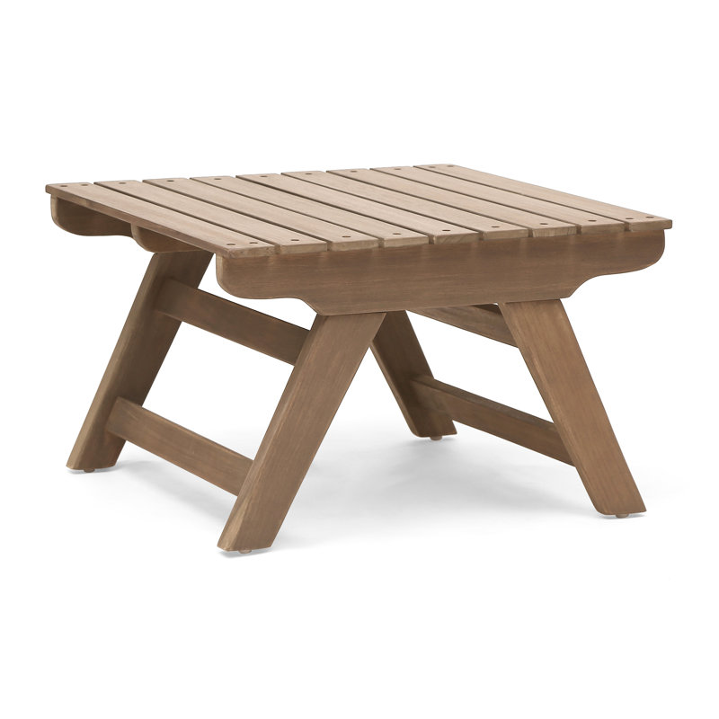 Outdoor Wood Table In Grey, 19.28X19.28X12.66, Open Slat Detail Construction Accent Appearance Decorative Grey Furniture Table, 19.28W X 19.28L 12.66H,