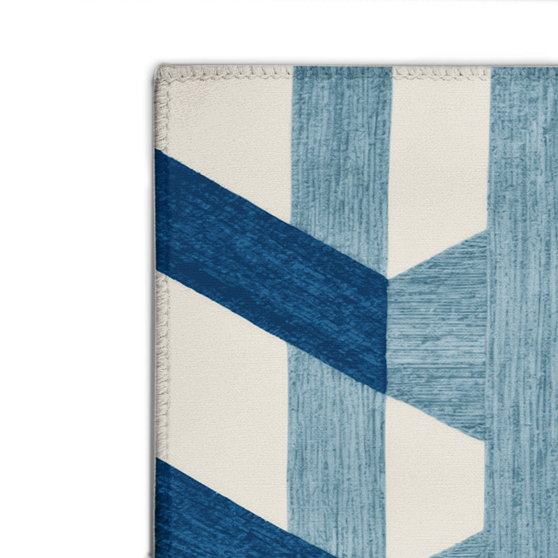 Tapis d'intérieur et d'extérieur à carreaux bleu, Rectangulaire 2 pi x 3 pi