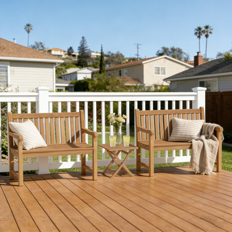 Grade A Teak Outdoor Patio Set of 3 (2 Chairs + 1 Side Table)
