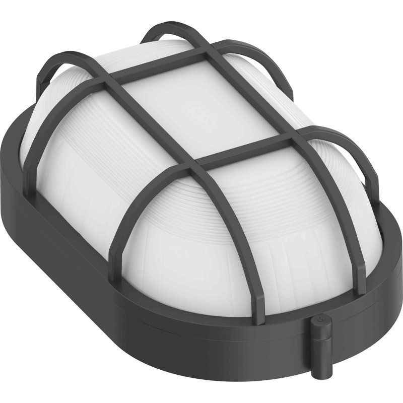 1-Light Outdoor Black Oval Bulkhead Wall or Ceiling Surface Mount, Black