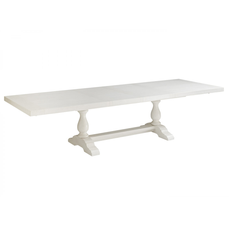 Captiva Shell White Extendable Rectangular Dining Table with Marble Accent