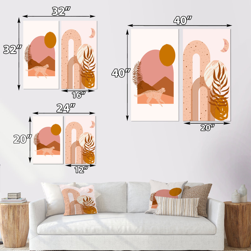 Tropical Boho Wildlife Decor II - ensemble de 2 reproductions, Toile tendue, H 20 po x l 24 po x P 1 po