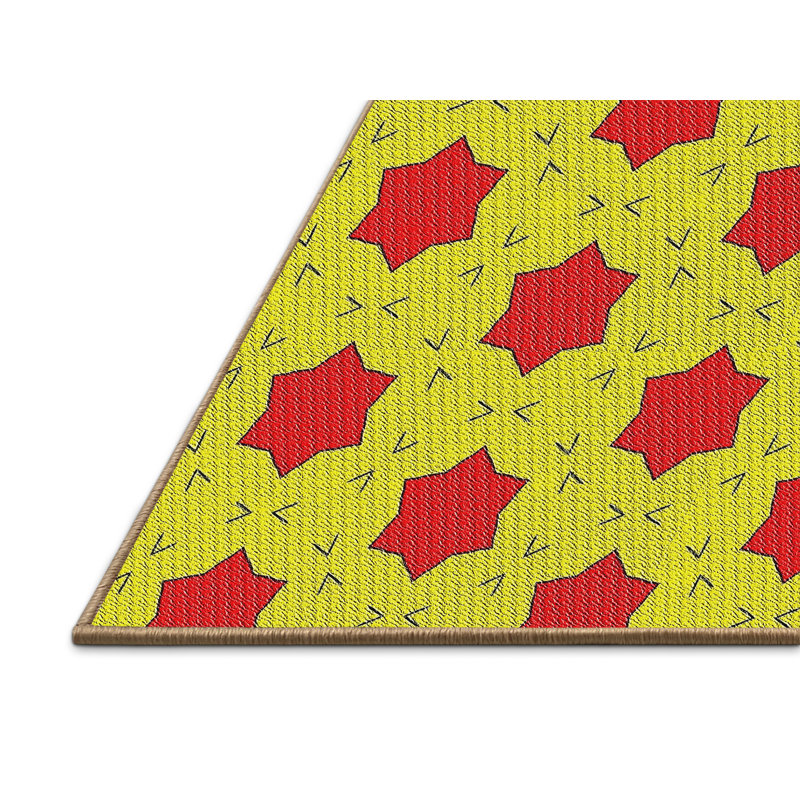 Tapis de zone jaune/rouge à motifs Ivanbrook, Rectangle 8 pi x 10 pi
