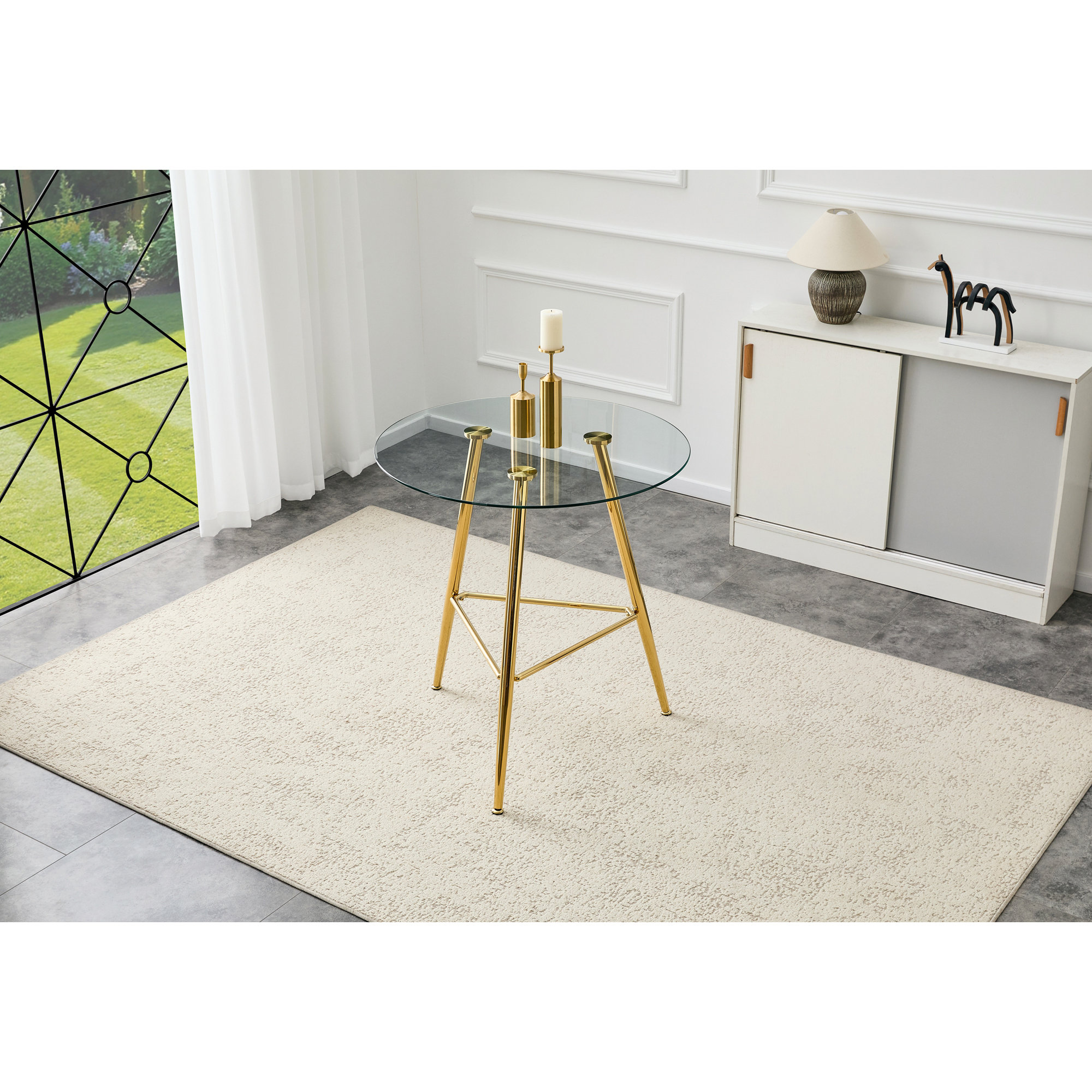 36 Inch Height Wrought Studio 36 Inch Height Bar Table, 34 Inch Round Tempered Glass ...