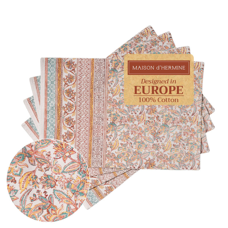 Maison d'Hermine Nila 100 % coton Ensemble de table 4 - 13 po x 19 po
