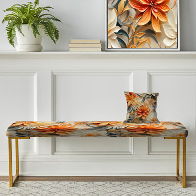 Banc floral rembourré or