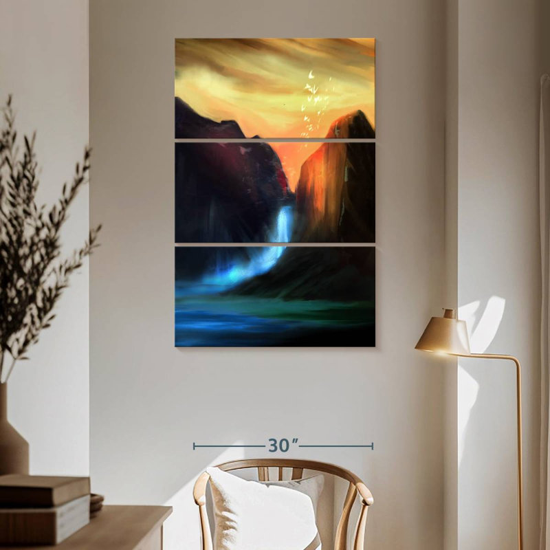 Coucher de soleil, H 65 po x l 42 po