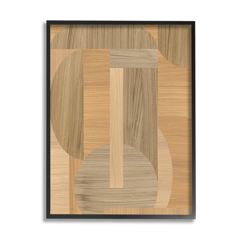 Ba-257 - Formes linéaires à grain encadrées sur bois par June Erica Vess, Noir, H 30 po x l 24 po x P 1,5 po