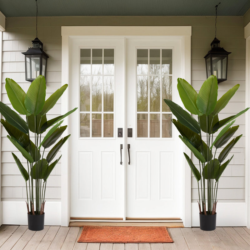 Indoor/Outdoor/Décor Artificial Tree UV Resistant Faux Palm Tree Plant in Pot in Basket in Planter