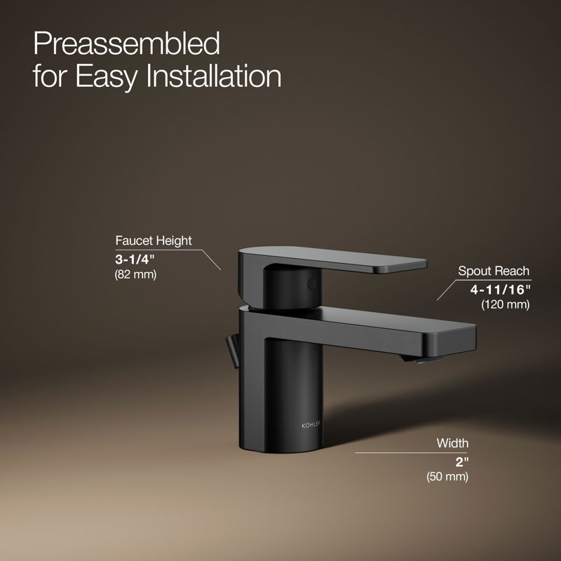 Parallel Single Hole Bathroom Faucet, Matte Black