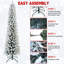 Arbre de Noël floqué avec lumières à DEL blanc chaud - Arbre en PVC mince enneigé avec 263 pointes, support en métal, conception peu encombrante, facile à installer-1270804885
