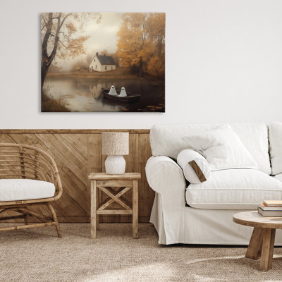 Fall Ghosts Boat Ride Canvas, design by Arlington Prints