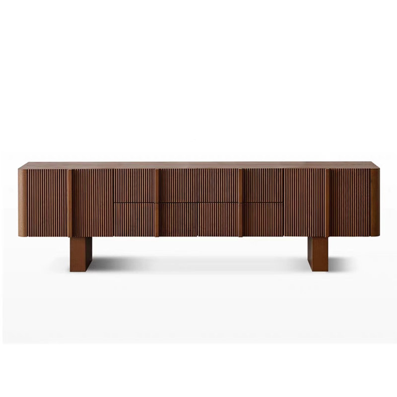 Meuble télé rétro en bois massif, H 22,44 po x l 78,74 po x P 17,71