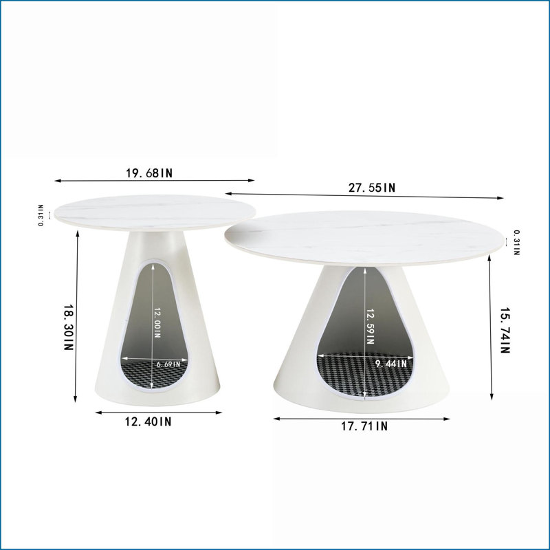 Ensemble de tables basses 2 pièces d'apparence peu encombrante avec lits pour chat intégrés, base en acier pour le salon