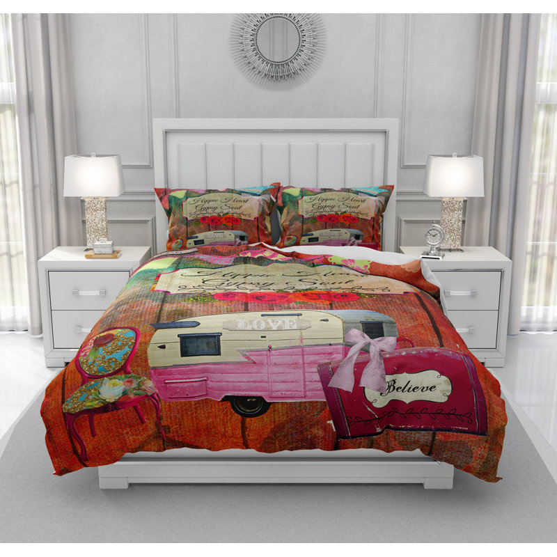  Ensemble de housse de couette Glamping, Housse de couette grand + 2 taies décoratives