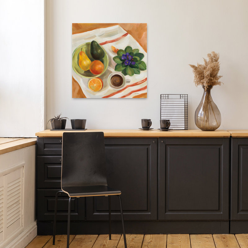 Nature morte avec des violettes, art floral contemporain, H 18 po x l 18 po