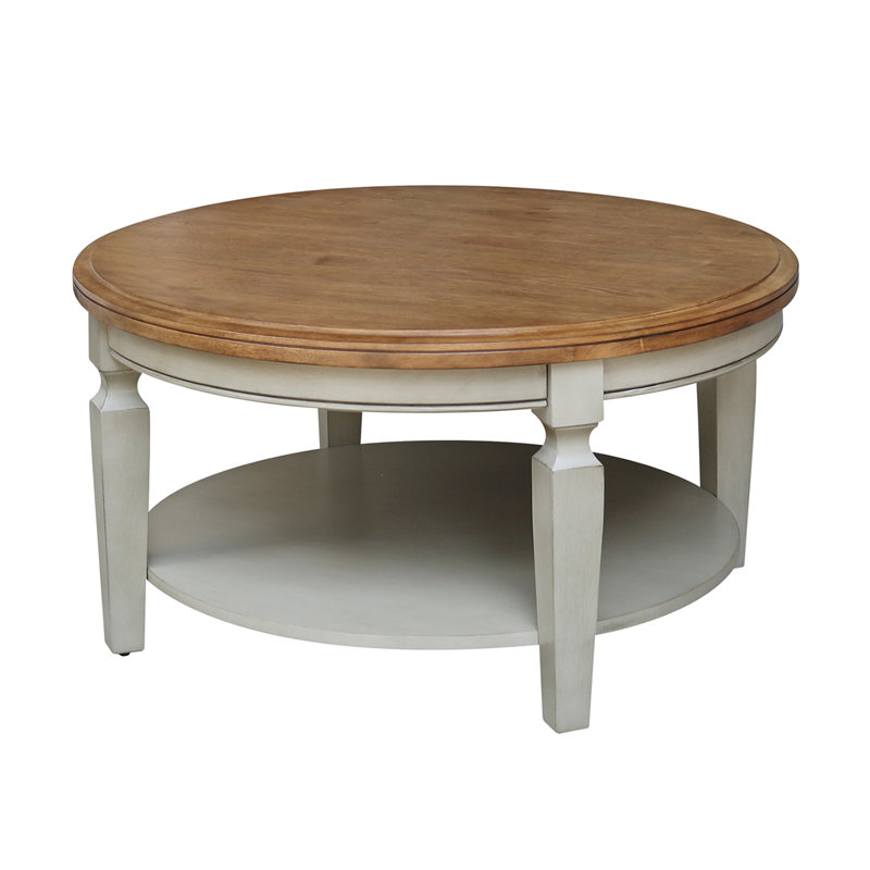 Christos Solid Wood Single Coffee Table, Hickory/Stone