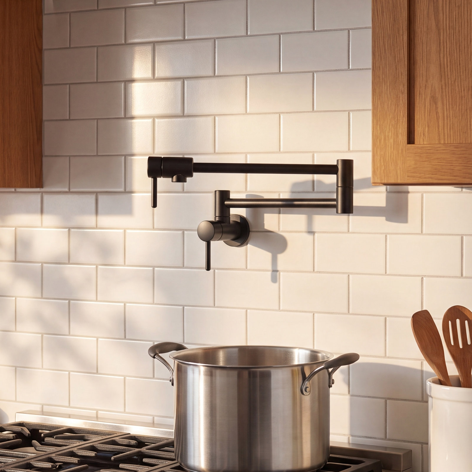 Wall Mount Pot Filler Faucet, Matte Black