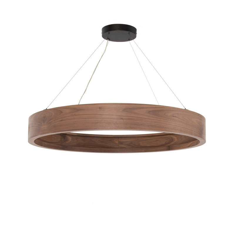 Lustre unique à 1 lumière Lottie, H 25 po x l 48,5 po x P 48,5 po, Noyer foncé