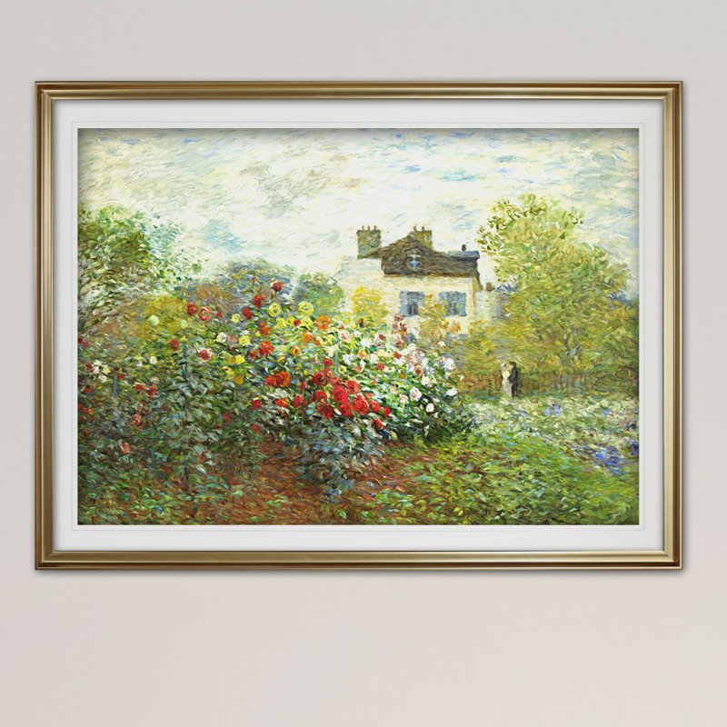 " The Artist Garden ", 31" H x 43" W x 1.5" D, White Mat, Gold Framed
