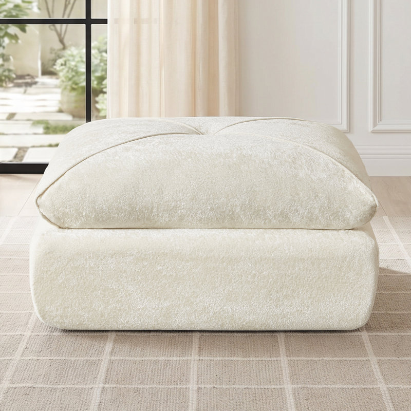 Tabouret de 43 po avec repose-pieds rembourré et désossé dans une boîte, Beige