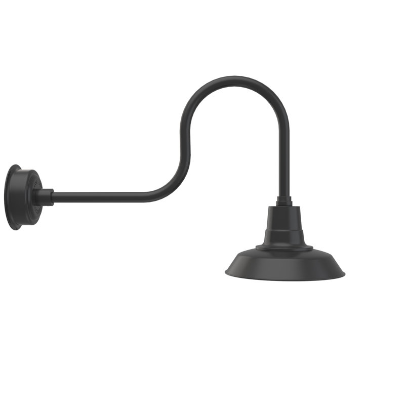 Luminaire de grange d’extérieur à del Haleigh, H 22,78 po x l 12 po x P 37 po, Noir mat